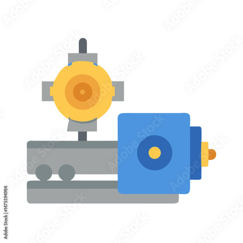 Industrial Lathe Machine Vector Illustration on Black Background
