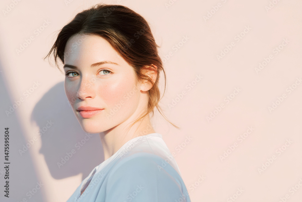 Fototapeta premium minimalist portrait showcasing medical educator in pastel background