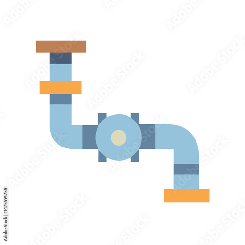 Stylized Water Pipe Illustration with Valve on Black Backdrop