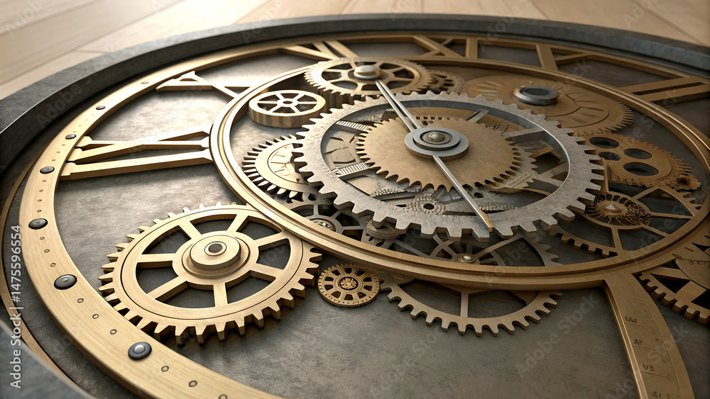 Obraz premium A detailed view of the complex gears and components of a clockwork mechanism