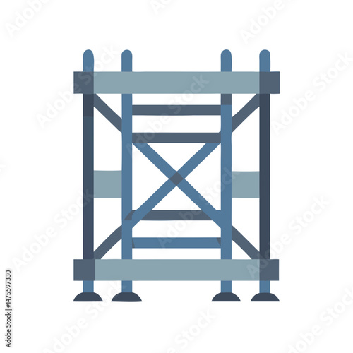 Blue Scaffolding Construction Platform Isolated on Black Background