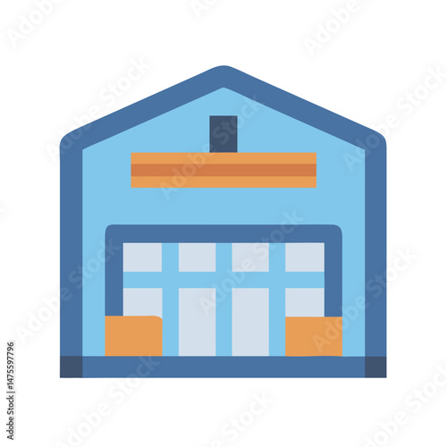 Minimalist Warehouse Vector Image Icon Isolated on Black