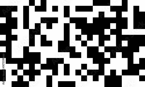 Abstract black and white pixel art background.  Ideal for modern design projects, website banners, or techthemed visuals.