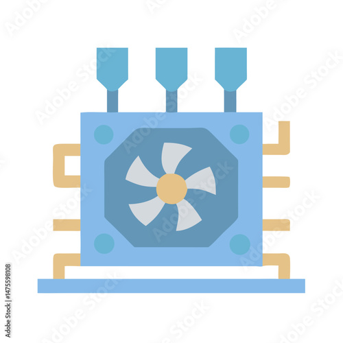 Computer CPU Cooling Fan Illustration on Black Background