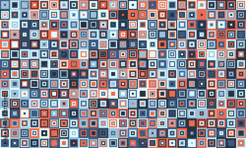 Abstract geometric background featuring a multitude of small, varied squares in shades of blue, red, and gray.  A vibrant, textured pattern ideal for website banners, digital art, or textile design.