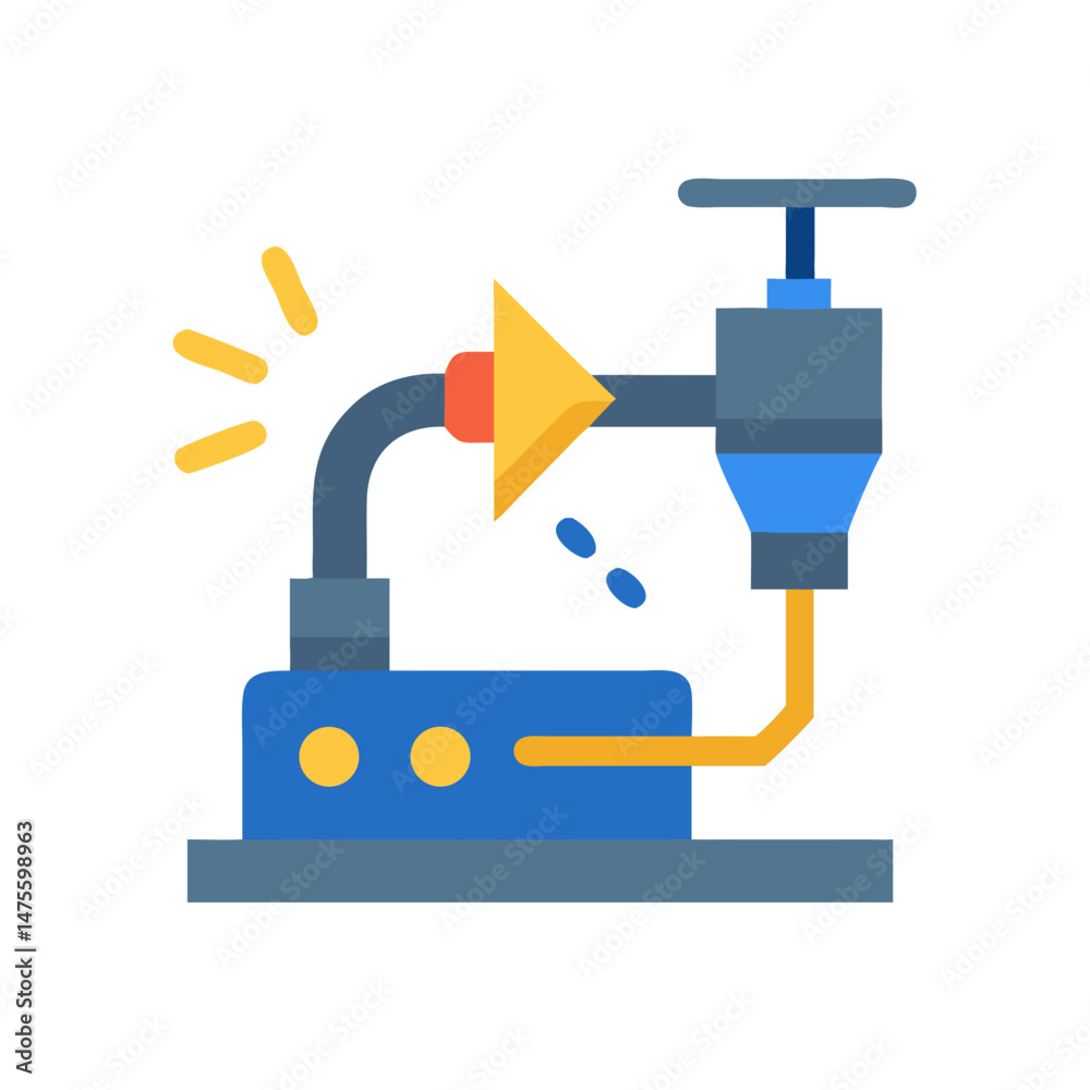 Obraz premium Industrial Machine Icon: Process, Flow, Power, Manufacturing, System