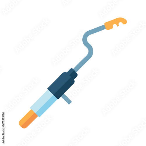 Soldering iron illustration on black background, flat vector
