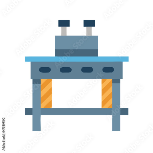 Retro Flat Illustration of Workshop Bench Isolated on Black