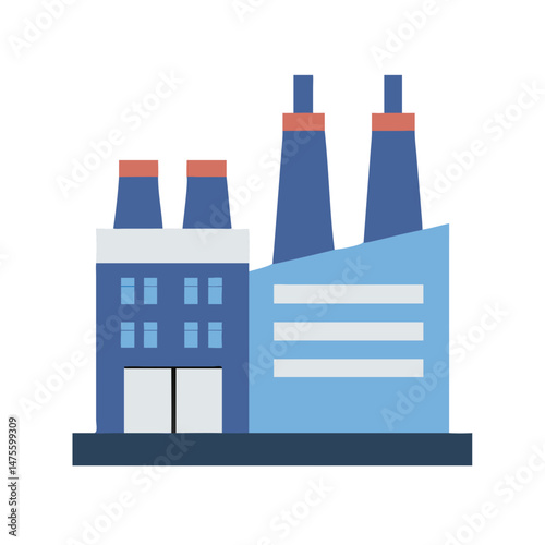 Flat vector illustration of a modern factory building