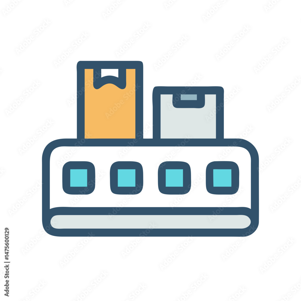 Conveyor Belt with Packages: Shipping and Delivery Concept Conveyor Belt with Packages: Shipping and Delivery Concept