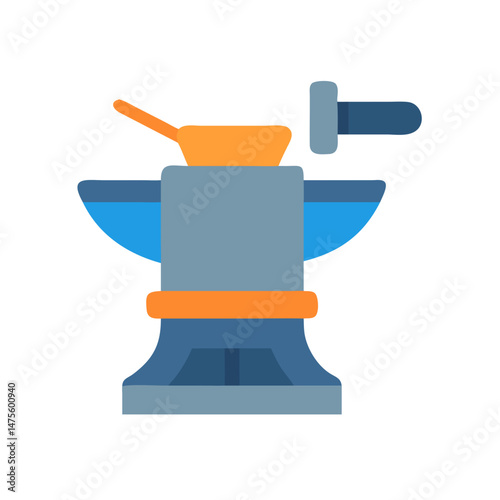 Anvil and Hammer Icon - Smithy Tool Illustration