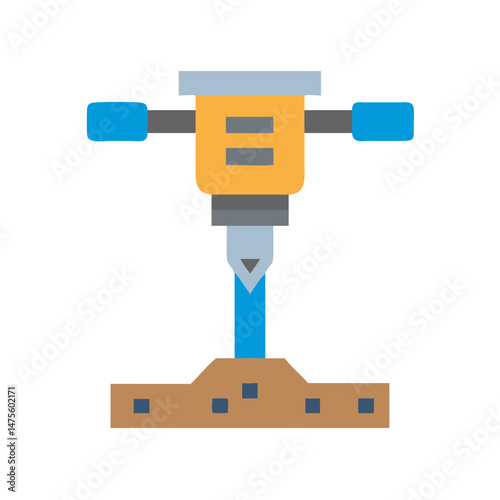 Minimalist Jackhammer Icon on Dark Background Illustration