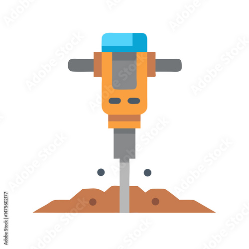 Icon of Jackhammer Drilling Ground Isolated on Black
