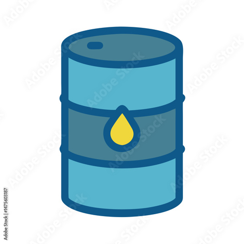 Blue Oil Barrel Cartoon Illustration on Black Background