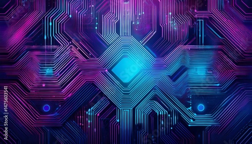 blue and purple technology background circuit generative ai