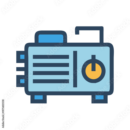 Blue portable generator isolated on a black background