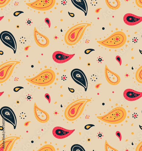 Paisley curve on art swatch. Card ornamental of scrapbook delicate. Graphic tribal and western sample.