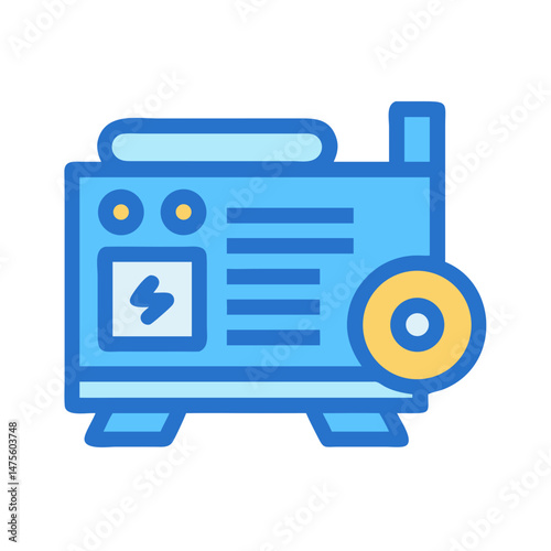Blue Portable Generator Icon for Power Supply