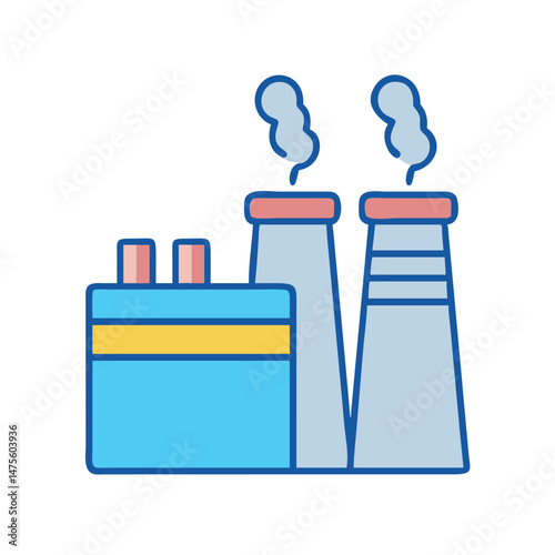 Simple Vector of Power Plant with Black Background