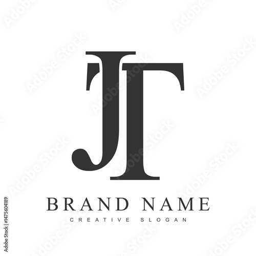 JT trendy logotype template. Initial letter j and t classic font style. Creative logo for company name or identity.