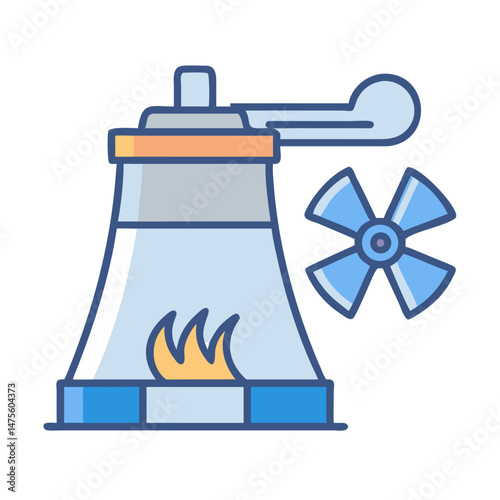 Nuclear Power Plant Cartoon Vector Illustration on Black