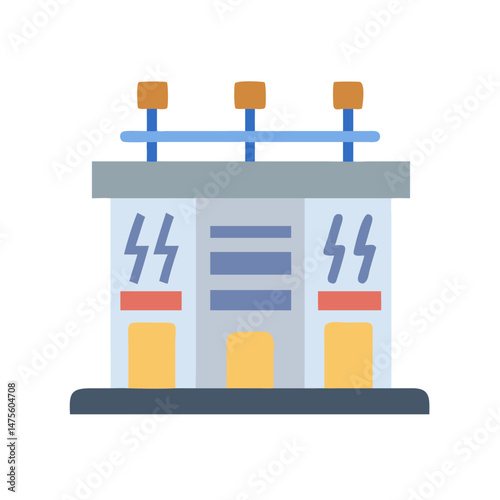 Modern electrical substation flat icon vector illustration
