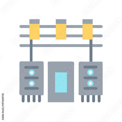 Data Center Server Rack Illustration on Black Background