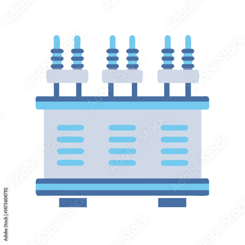 Three phase electrical transformer power distribution industrial illustration