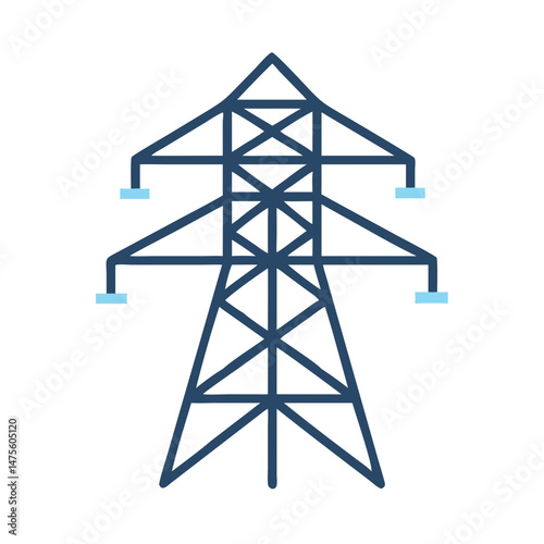 Isolated minimalist high-voltage power line tower design vector