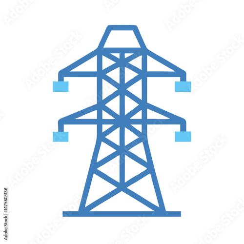 Minimalist Blue Power Line Tower Illustration on Black