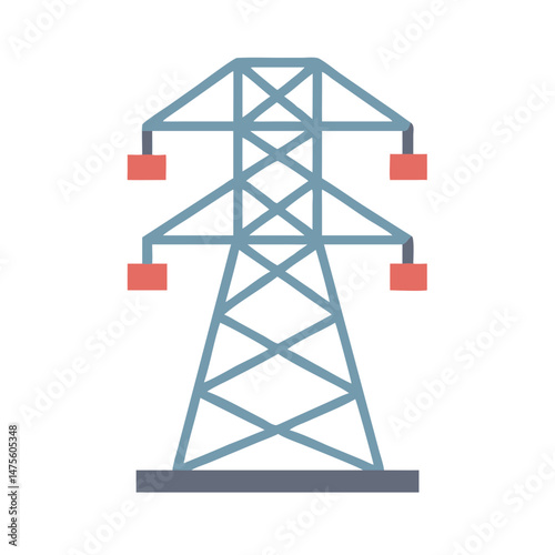 Minimalist Illustration of Electric Power Transmission Tower Pylon