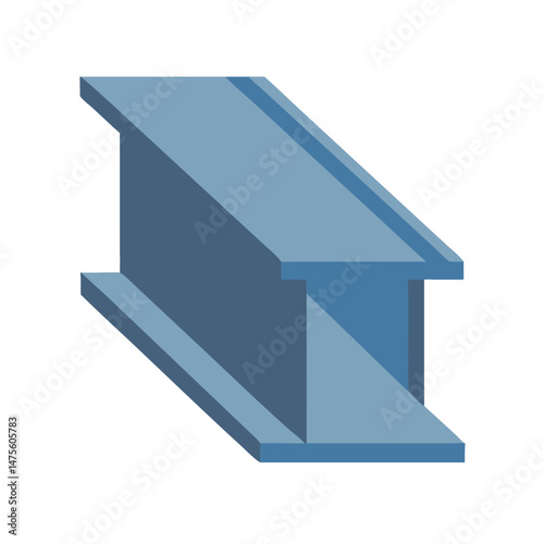 Blue Metal I-Beam Illustration on a Black Background