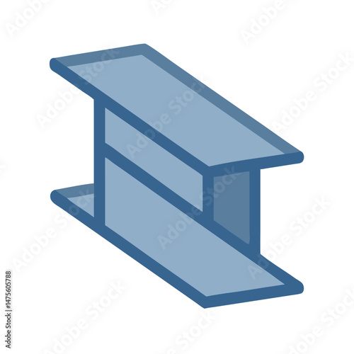 Steel I-Beam Isometric Illustration on Black Background