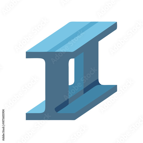 Isolated Steel I-Beam on Black Background Illustration