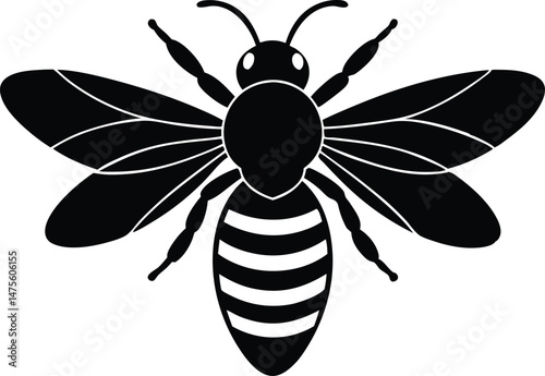 bee silhouette vector, honeybee icon 
