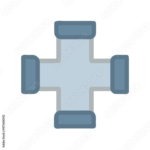 Light Blue Piping Cross Connector on Black Background