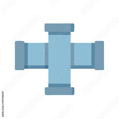Blue plumbing pipe fitting on black background illustration