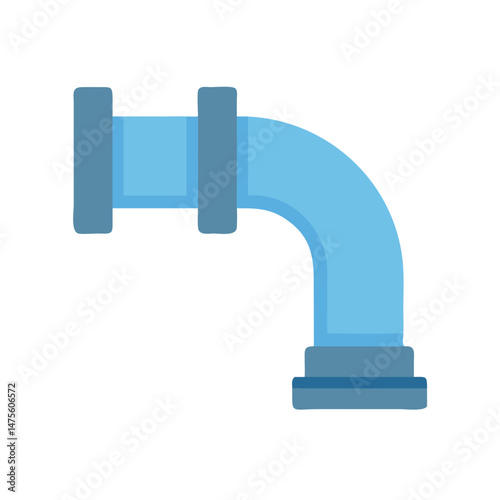 Blue plumbing pipe with joints and 90-degree elbow