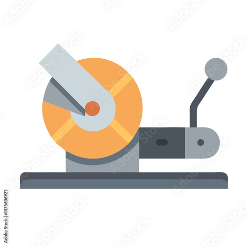 Metal chop saw icon, cutting metal with precision