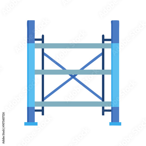 Blue Scaffolding Illustration on Black Background, Construction Industry
