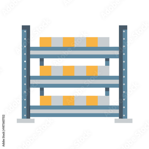 Full warehouse rack with stock goods in gray