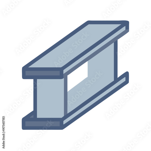 Isolated Cartoon Metal I-Beam on Black Background Illustration