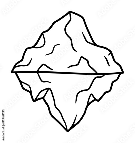iceberg floating in ocean vector outline