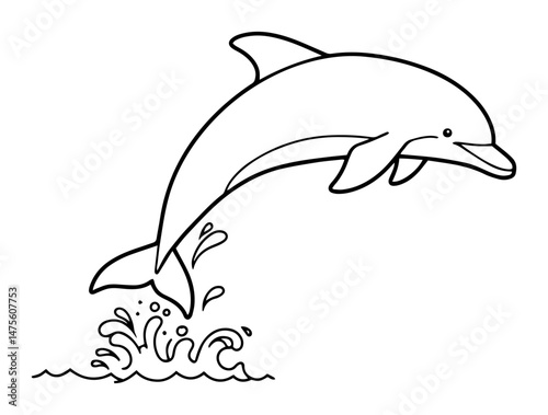 dolphin jumping out of water vector outline