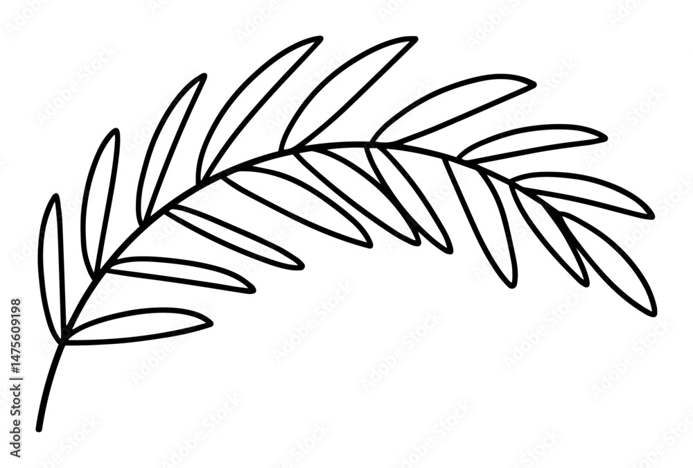 Fototapeta premium palm leaf outline for easter or nature themes