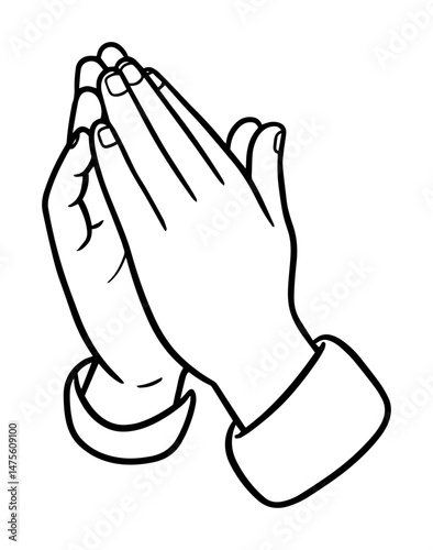 praying hands in outline style