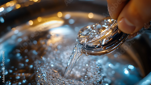 Water Being Poured from a Glass into a Sink