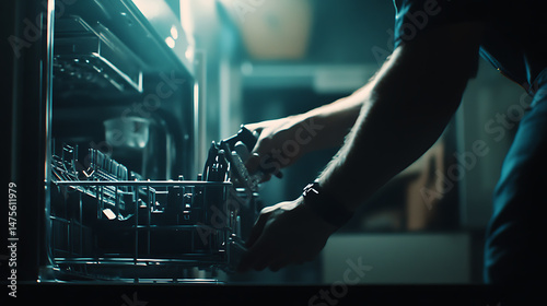 Technician Repairing a Dishwasher