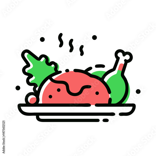 Delicious Christmas feast with roasted meat and festive vegetables on a plate showcasing holiday dining