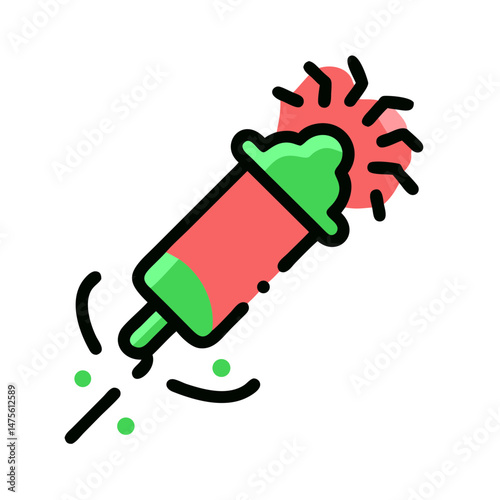 Colorful fireworks in red and green on a white background representing lively celebrations and festive excitement